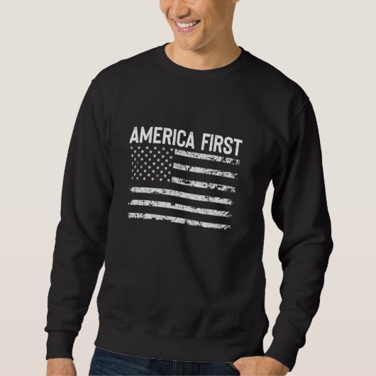 Amerika: Erste schwarze und weiße Flagge Sweatshirt (Vorderseite)