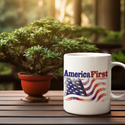 Amerika Erste US Flagge Halbtext Kaffeetasse