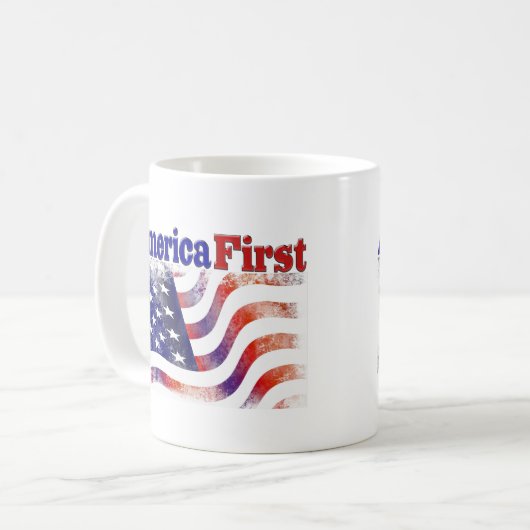 Amerika Erste US Flagge Halbtext Kaffeetasse (Vorderseite Links)