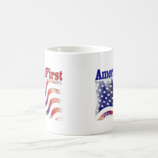 Amerika Erste US Flagge Halbtext Kaffeetasse (Mittel)