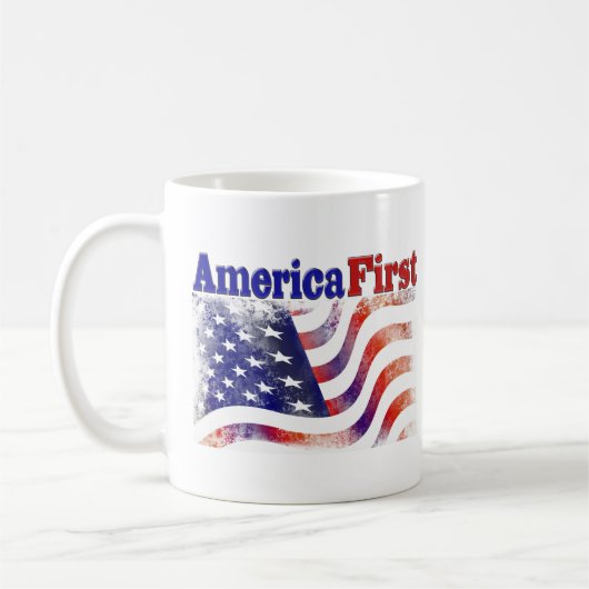Amerika Erste US Flagge Halbtext Kaffeetasse (Links)