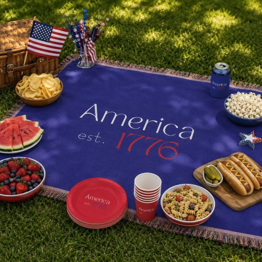 Amerika est 1776 Typografie 4. Juli Blau Decke