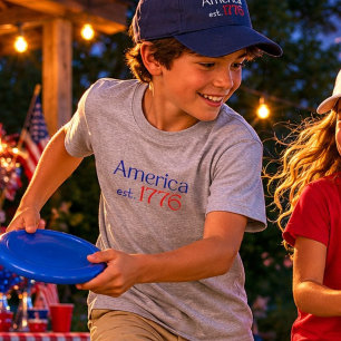 Amerika est 1776 Typografie 4. Juli Grau Kinder T-Shirt