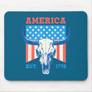 Amerika est 1776 Vintage Bullenschädel-Flagge 4. Mousepad
