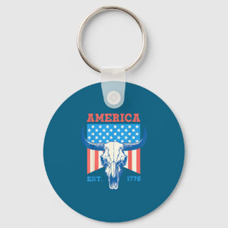Amerika est 1776 Vintage Bullenschädel-Flagge 4. v Schlüsselanhänger