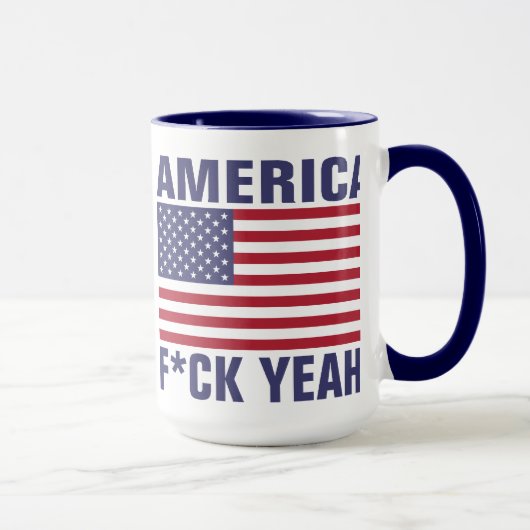 Amerika, F*ck ja! - Blau Tasse (Rechts)
