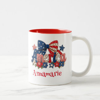 Amerika Faux Quilt Blumen Patriotisches Design Tas Zweifarbige Tasse
