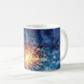 Amerika-Feier. Sterne und Feuerwerk. Kaffeetasse (VorderseiteRechts)