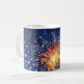 Amerika-Feier. Sterne und Feuerwerk. Kaffeetasse (Vorderseite Links)