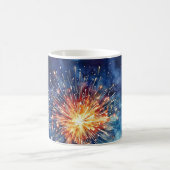 Amerika-Feier. Sterne und Feuerwerk. Kaffeetasse (Mittel)