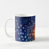 Amerika-Feier. Sterne und Feuerwerk. Kaffeetasse (Links)
