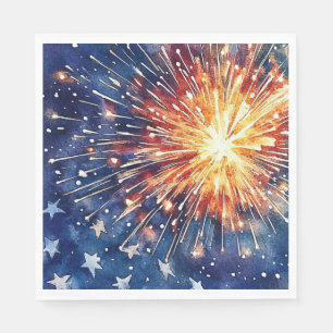 Amerika-Feier. Sterne und Feuerwerk. Servietten