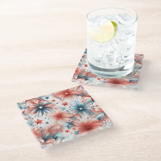 Amerika feiert glasuntersetzer (Schrägansicht)