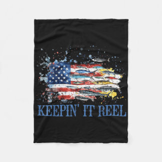 Amerika Fisch Flagge Bleibt Reel Retro 4. Juli Fleecedecke