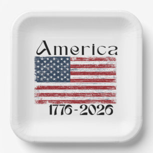 Amerika-Flagge 1776 bis 2026 USA 250. Jubiläum Pappteller