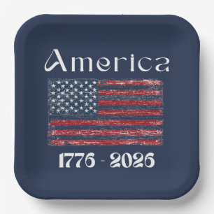 Amerika-Flagge 1776 bis 2026 USA 250. Jubiläum Pappteller