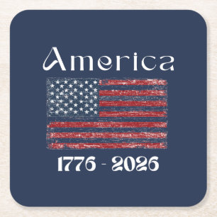 Amerika-Flagge 1776 bis 2026 USA 250. Jubiläum Rechteckiger Pappuntersetzer