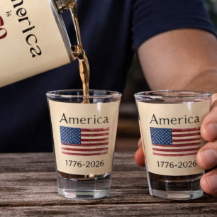 Amerika-Flagge 1776 bis 2026 USA 250. Jubiläum Schnapsglas