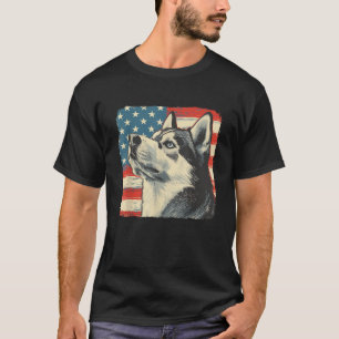 Amerika-Flagge Fourth of July Sibirischer Husky Hu T-Shirt