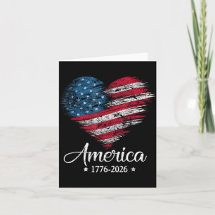 Amerika-Flagge Herz 1776 2026 4. Juli 250. Karte