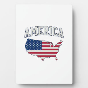Amerika-Flagge Karte Patriotisch Retro Grafik-Shir Fotoplatte