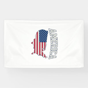 Amerika-Flagge-Karte Patriotisches Vintage-Grafik- Banner