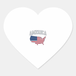 Amerika-Flagge-Karte Patriotisches Vintage-Grafik- Herz-Aufkleber