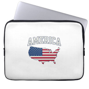 Amerika-Flagge Karte Patriotisches Vintage Grafik- Laptopschutzhülle