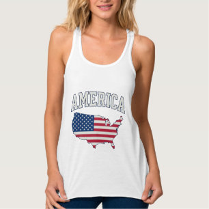 Amerika-Flagge-Karte-Patriotisches-vintage-grafisc Tank Top