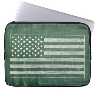 Amerika-Flagge Kreidetafel Kunst (Zeichnung Nr. 2) Laptopschutzhülle