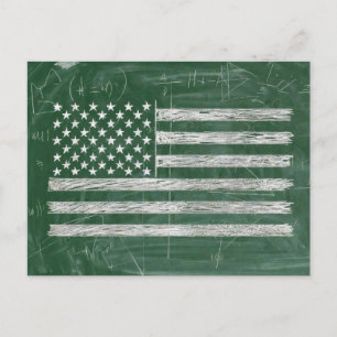 Amerika-Flagge Kreidetafel Kunst (Zeichnung Nr. 3) Feiertagspostkarte