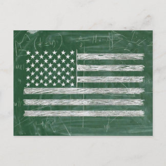 Amerika-Flagge Kreidetafel Kunst (Zeichnung Nr. 3) Postkarte