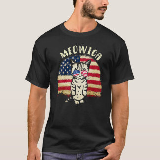 Amerika-Flagge Patriotisch 4. Juli Meowica Kitty C T-Shirt