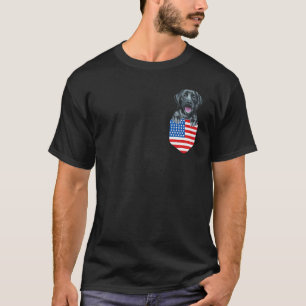 Amerika-Flagge Schwarz Labrador Retriever Hund In  T-Shirt
