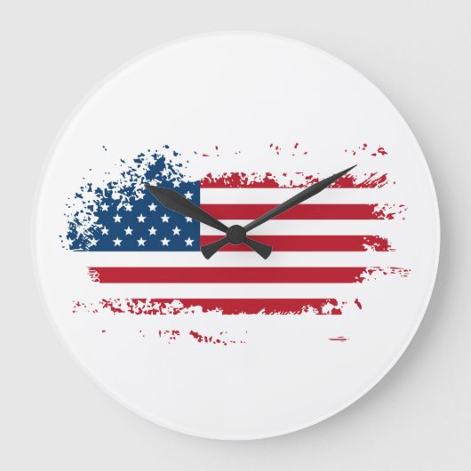 Amerika-Flagge-Uhr Große Wanduhr (Vorderseite)