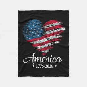 Amerika-Flagge US Herz 1776 2026 4. Juli 250. Fleecedecke