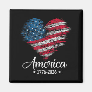 Amerika-Flagge US Herz 1776 2026 4. Juli 250. Magnet