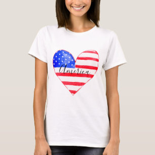 Amerika-Flaggen-Herz T-Shirt
