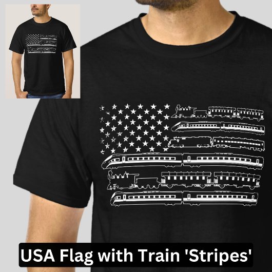 Amerika - Flaggen und Zugstreifen T-Shirt