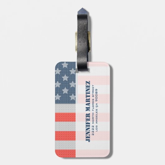 Amerika - Flaggendiamanten und Glitzer-Textur Gepäckanhänger (Rückseite vertikal)
