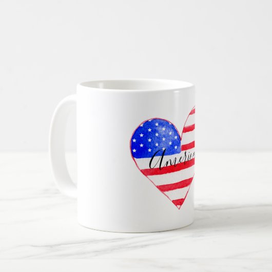 Amerika-Flaggenherz Kaffeetasse (Vorderseite Links)