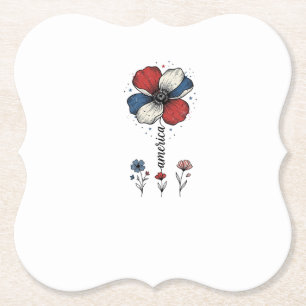 Amerika Floral Patriotisches Vintage Vektor Design Untersetzer