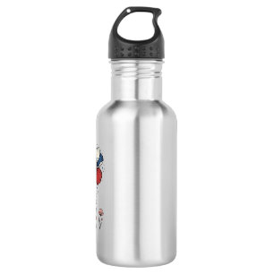 Amerika Floral Patriotisches Vintage-Vektordesign_ Edelstahlflasche