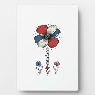 Amerika Floral Patriotisches Vintage-Vektordesign_ Fotoplatte