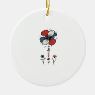 Amerika Floral Patriotisches Vintage-Vektordesign_ Keramik Ornament