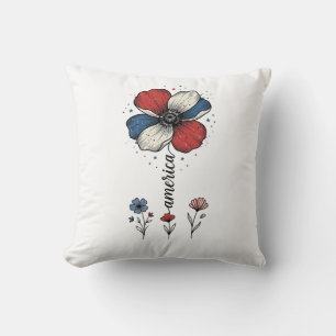 Amerika Floral Patriotisches Vintage-Vektordesign_ Kissen