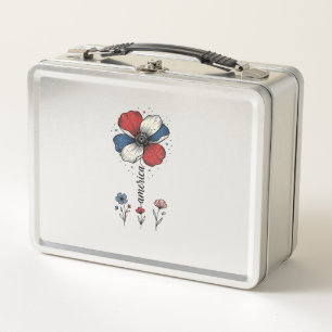 Amerika Floral Patriotisches Vintage-Vektordesign_ Metall Brotdose
