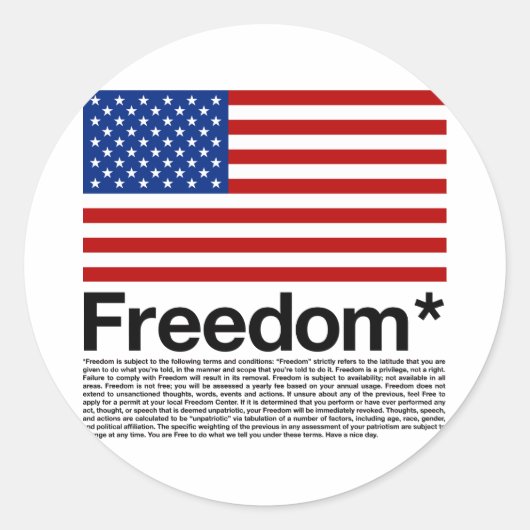Amerika: Freiheitsbedingungen Runder Aufkleber (Vorderseite)