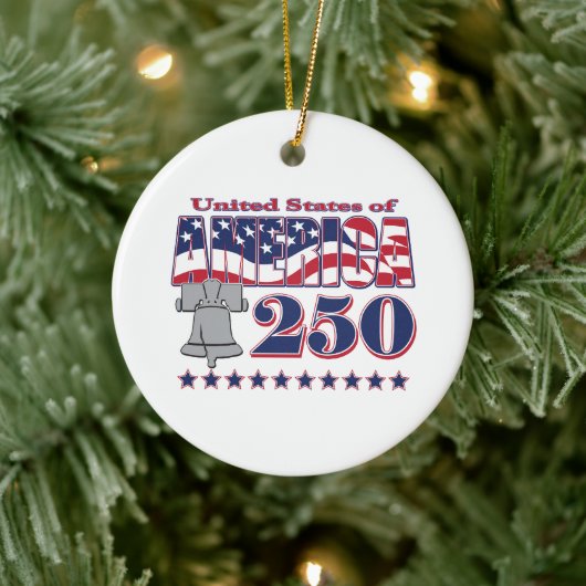 Amerika Freiheitsglocke 250 Keramik Ornament (Baum)