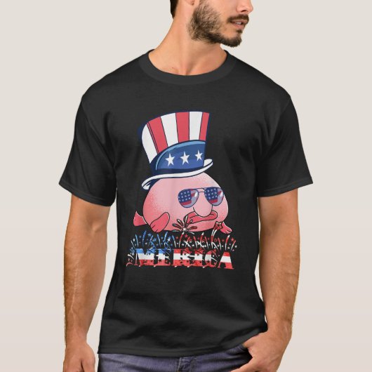 Amerika Funny Blobfish American Flag Ugly Grumpy G T-Shirt (Vorderseite)